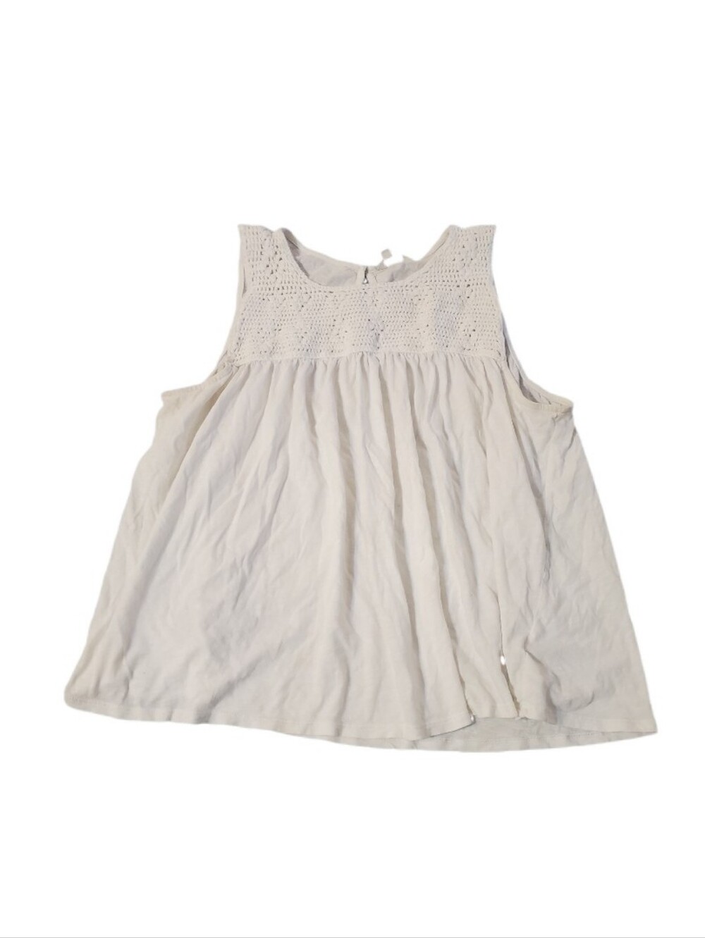 Lucky Brand Women's White Crochet Sleeveless Flowy Top XL